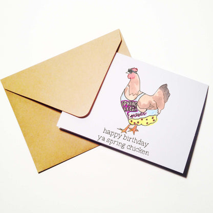 Spring Chicken Birthday Card